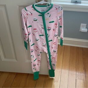 NWT Angel Dear Bamboo Pink Golf Ball Print Convertible Foot Romper Pajama